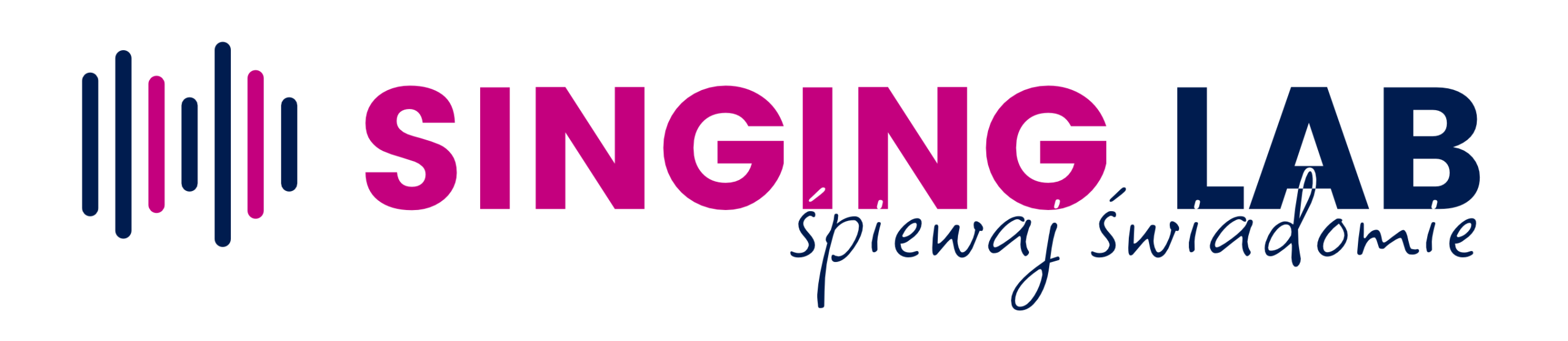 a pink and blue text on a black background